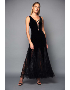 LONG VELVET DRESS -  WITH LACE SKIRT AND STRING 2