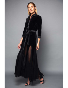 SHIRT VELVET DRESS -  WITH MESH FABRIC 2