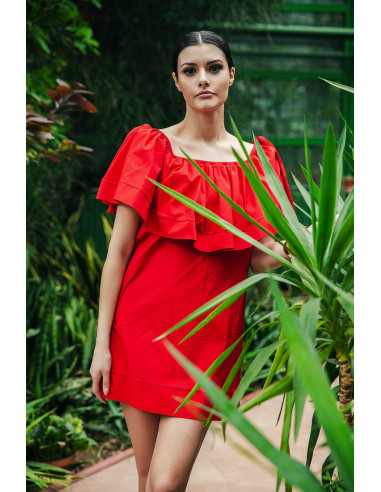 MINI DRESS – WITH RUFLLE NECK LINE