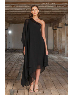 CHIFFON ASYMMETRIC ONE SHOULDER DRESS 2