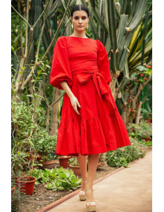 MIDI DRESS - WITH PUFFED SLEEVES 2