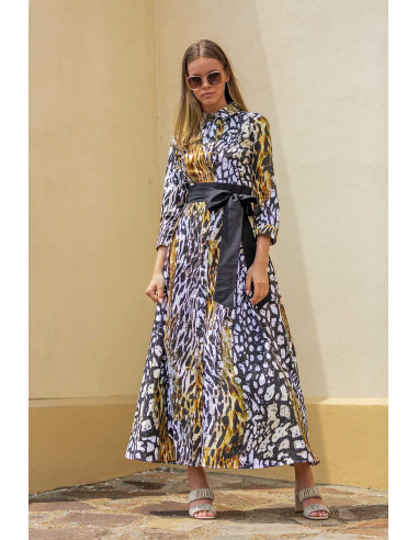 LONG ANIMAL PRINT SHIRT DRESS