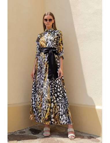LONG ANIMAL PRINT SHIRT DRESS