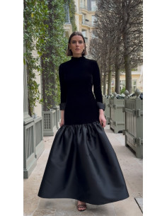 VELVET DRESS -  WITH  MIKADO BELL SKIRTS