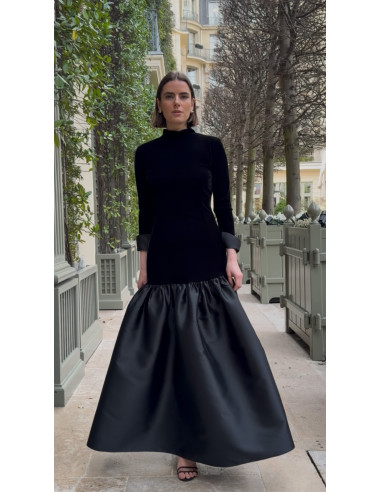VELVET DRESS -  WITH  MIKADO BELL SKIRTS