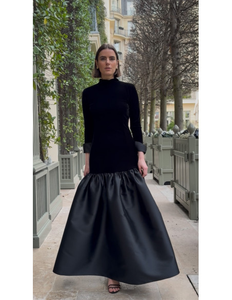 VELVET DRESS -  WITH  MIKADO BELL SKIRTS