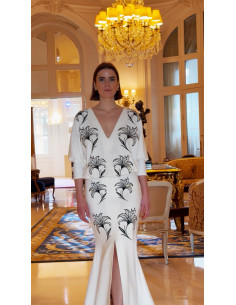 WHITE EMBROIDERED LONG DRESS 2