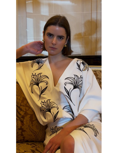 WHITE EMBROIDERED LONG DRESS