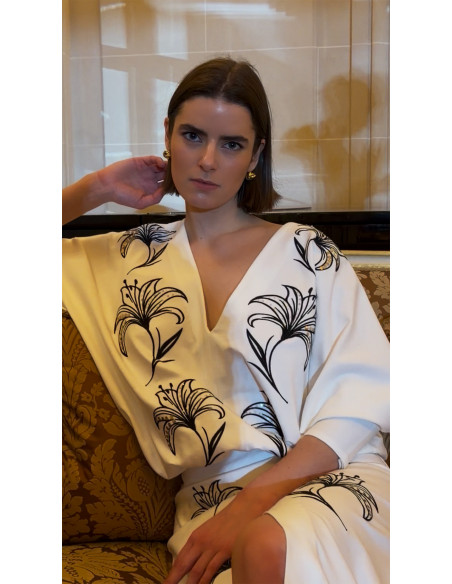 WHITE EMBROIDERED LONG DRESS