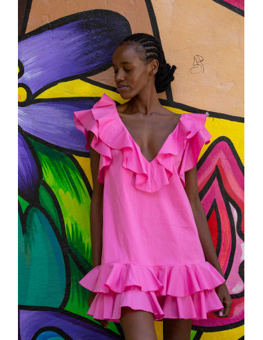 MINI RUFFLE DRESS PINK - Womens Fashion 2024-2025