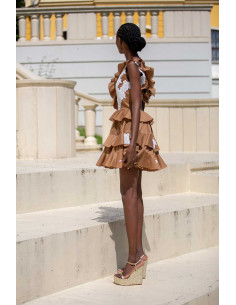 MINI  DRESS- NO BACK TOP WITH WHITE LACE- Raluca Mihalceanu Fashion 2